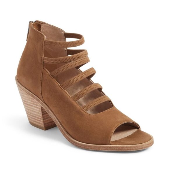 new $300 EILEEN FISHER James Strappy SAVY Sandal BOOT BLOCK brown NUBUCK 10 - Picture 1 of 7
